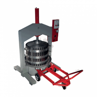 Pressa per opercoli con cestello a carrello mobile  e pressa motori...