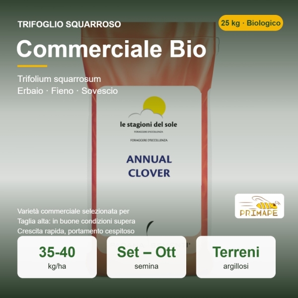 Semi di Trifoglio Squarroso Commerciale Bio – 25 kg – Erbaio e ...