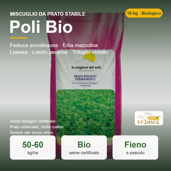 Miscuglio da Prato Stabile Poli Bio – 10 kg – Fieno e Pascolo