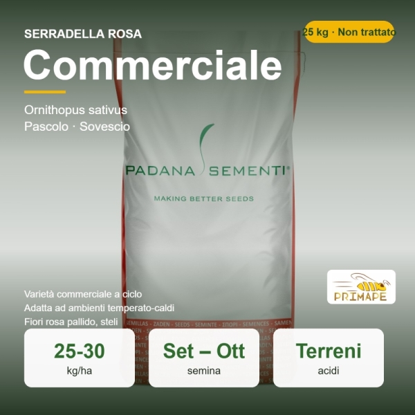 Semi di Serradella Rosa Commerciale – 25 kg – Pascolo e Sovesci...