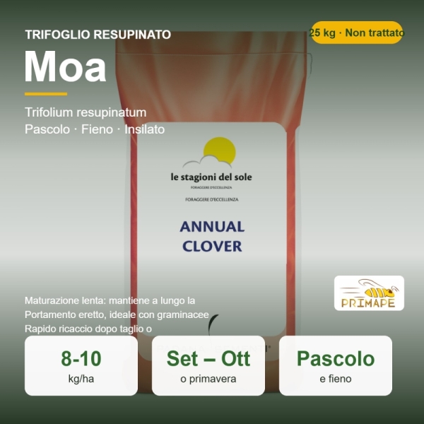 Semi di Trifoglio Resupinato Moa – 25 kg – Pascolo, Fieno e Ins...