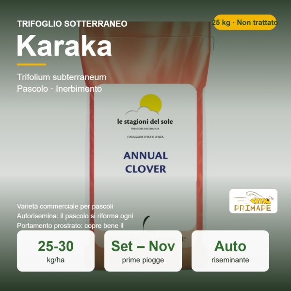 Semi di Trifoglio Sotterraneo Karaka – 25 kg – Pascolo e Inerbi...