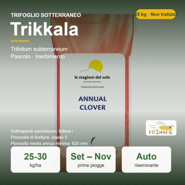 Semi di Trifoglio Sotterraneo Trikkala – 25 kg – Pascolo e Iner...