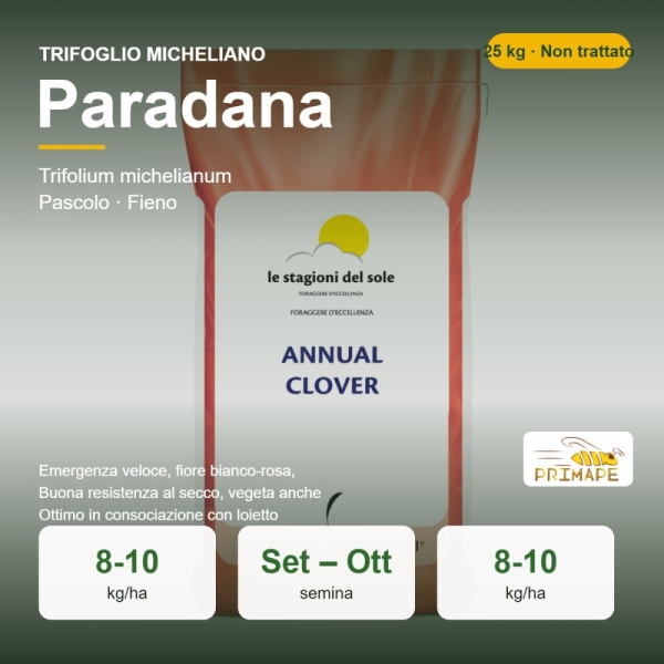 Semi di Trifoglio Micheliano Paradana – 25 kg – Pascolo e Fieno...