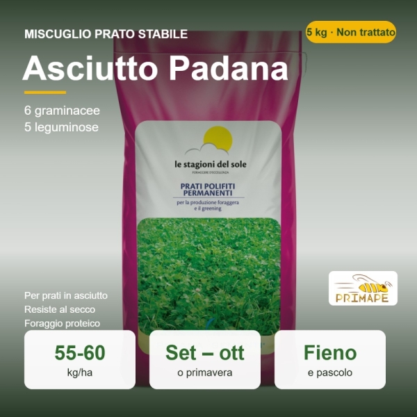 Miscuglio da Prato Stabile Asciutto Padana – 5 kg – Fieno e Pas...