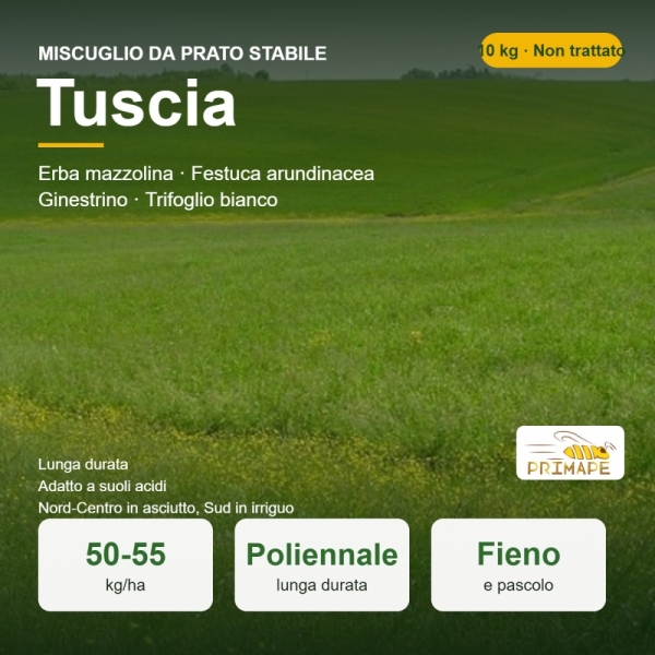 Miscuglio da Prato Stabile Tuscia – 10 kg – Fieno e Pascolo –...