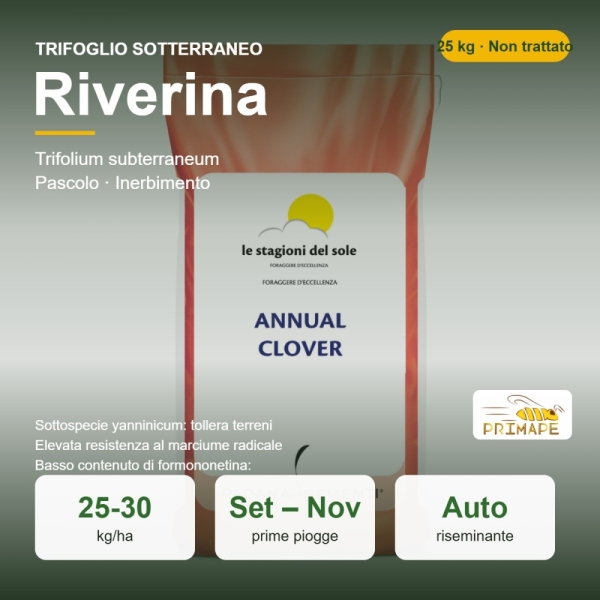 Semi di Trifoglio Sotterraneo Riverina – 25 kg – Pascolo e Iner...