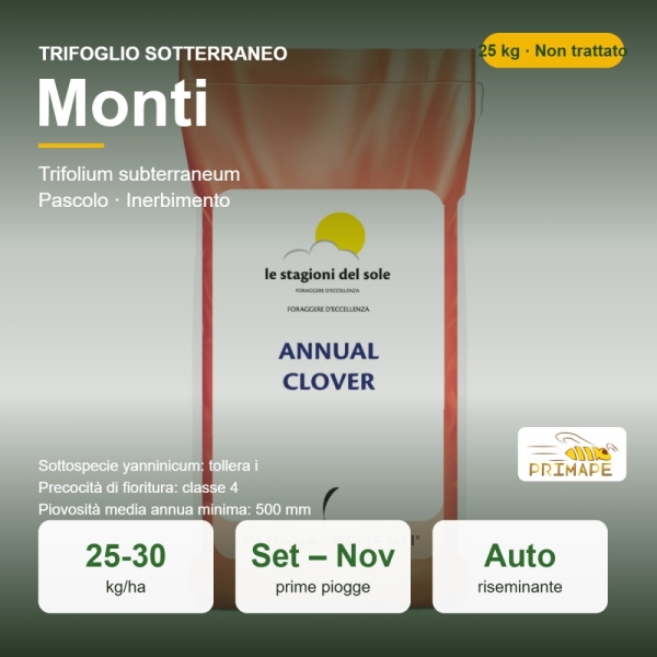 Semi di Trifoglio Sotterraneo Monti – 25 kg – Pascolo e Inerbim...
